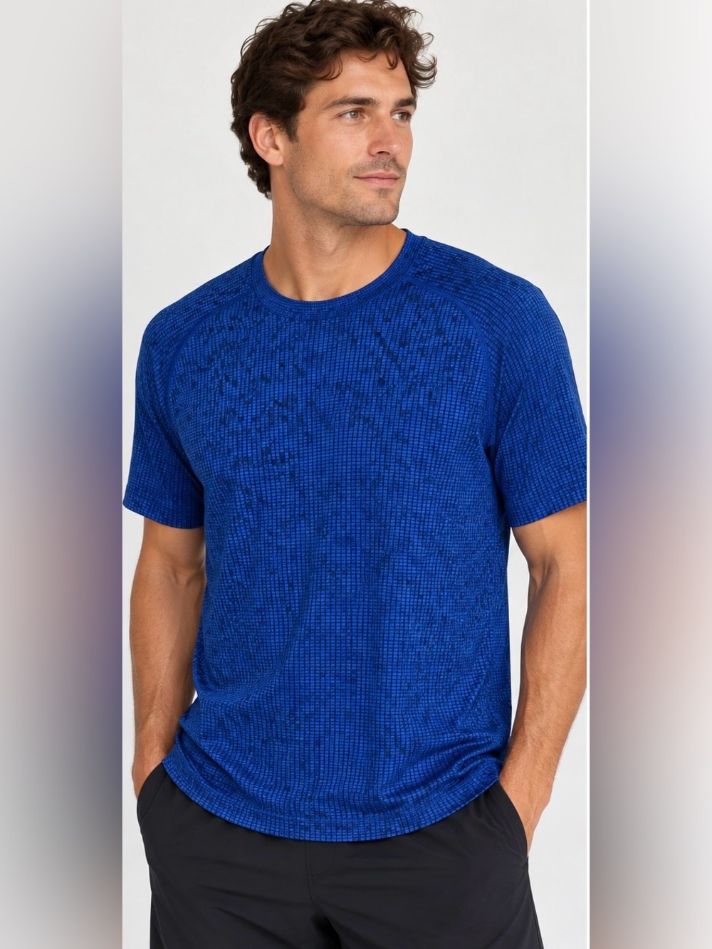 Lululemon Metal Vent Tech Short Sleeve Shirt Royal Blue Black Size XL